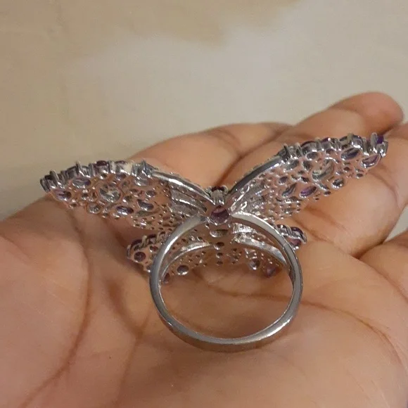 PRICE IS FIRM. 925 Genuine Multi Gemstones Butterfly Ring. - Picture 4 of 11